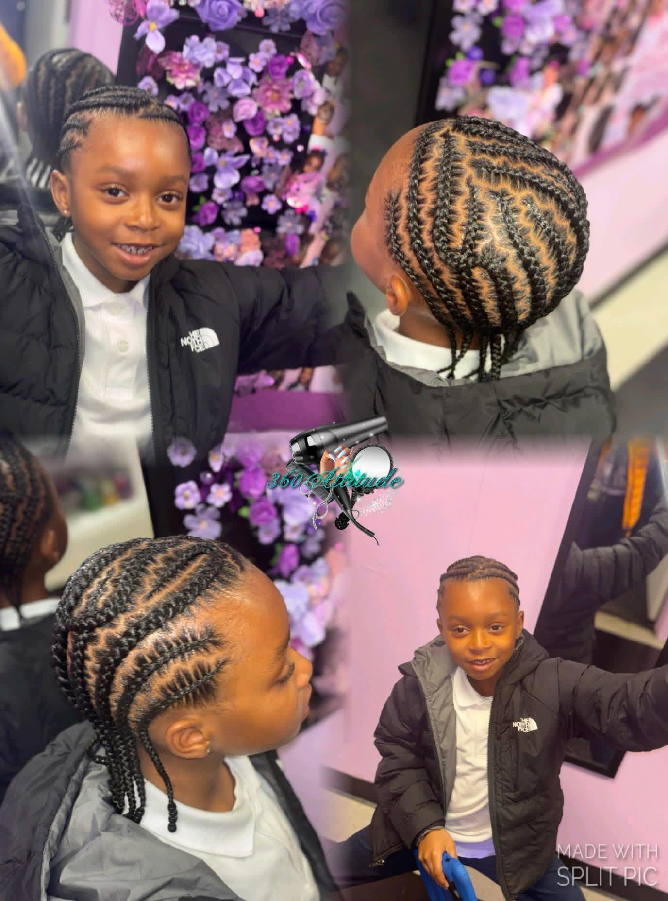 Fresh braided styles crafted at 360 Attitude Children's Salon
